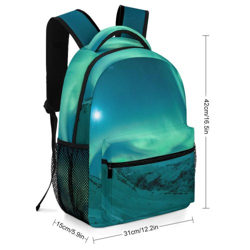 yanfind Children's Backpack Dark Lights Scenery Landscape Evening Light Borealis Northern Snow Outdoor Preschool Nursery Travel Bag