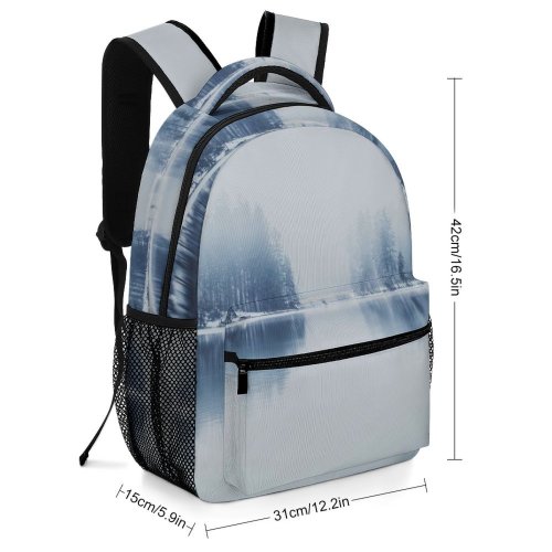 yanfind Children's Backpack Landscape Sunrise Forest Pictures Winter Dawn Outdoors Grey Snow Sunset Preschool Nursery Travel Bag