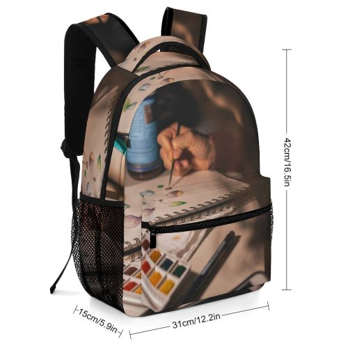 yanfind Children's Backpack  Artist Design Artistic Brush Hobby Illustrate Creativity Materials Colorful Notebook Watercolor Preschool Nursery Travel Bag
