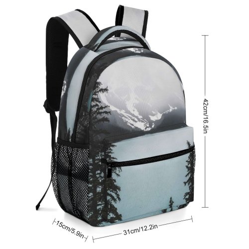yanfind Children's Backpack Frozen Winter Fog Landscape Daylight Mountains Snow Outdoors Scenic Woods Lake Frost Preschool Nursery Travel Bag