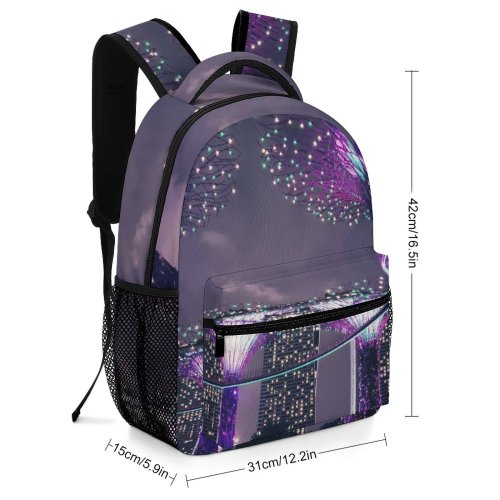yanfind Children's Backpack Beautiful City Decor Illuminated Lights Evening Colorful Buildings Display Urban Outdoors Architecture Preschool Nursery Travel Bag