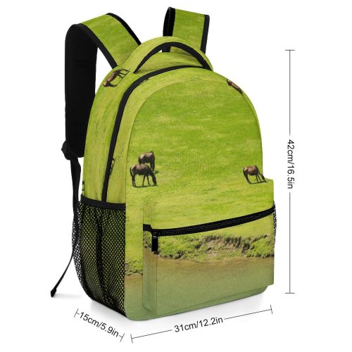 yanfind Children's Backpack Field Outdoors Grassland Rural Countryside Farm Horse Pasture Grazing Ranch Meadow Cow Preschool Nursery Travel Bag