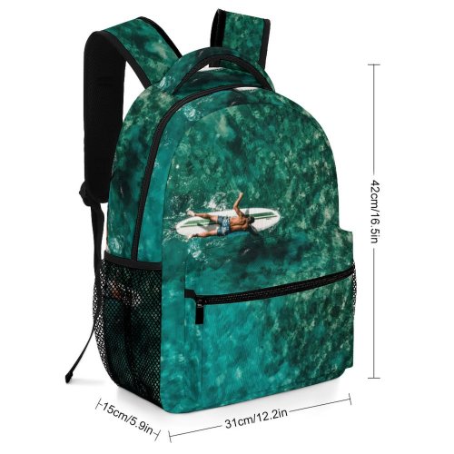 yanfind Children's Backpack Recreation Resort Surf Aerial Trip  Sporty Surfing Emerald Outdoors Top Enjoy Preschool Nursery Travel Bag
