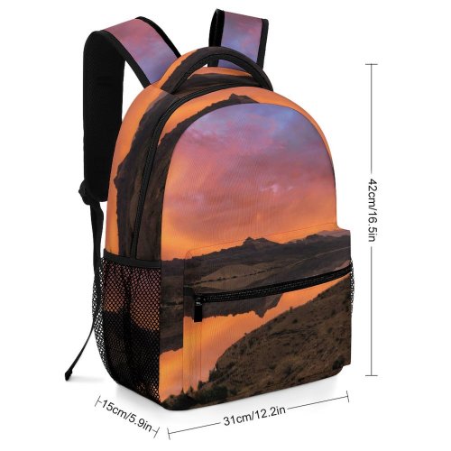 yanfind Children's Backpack Backlit Golden Scenery Clouds Sunset Landscape Evening Travel  River Outdoors Hour Preschool Nursery Travel Bag