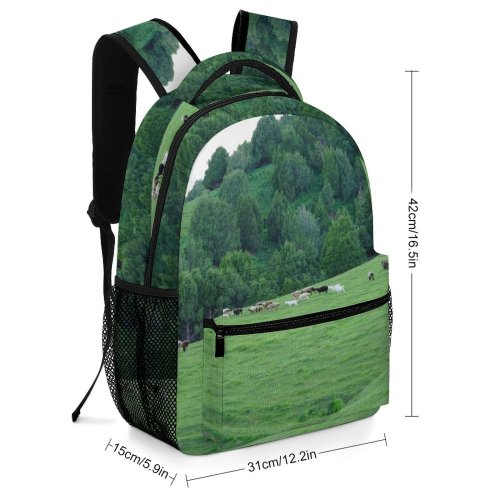 yanfind Children's Backpack Field Cattle Cow Grassland Outdoors Sheep Countryside Farm Grazing Meadow Pasture Ranch Preschool Nursery Travel Bag
