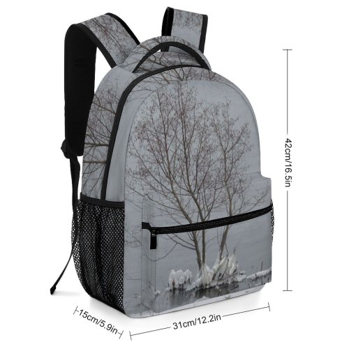 yanfind Children's Backpack Grey Outdoors Thunder Bay Snow Winter Canadá Birds  Storm Plant Tree Preschool Nursery Travel Bag