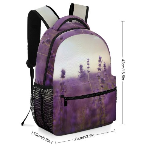 yanfind Children's Backpack Flora Farm Field Rural Bloom Flowers (Flower) Depth Lavender Countryside Preschool Nursery Travel Bag