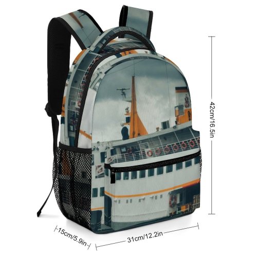yanfind Children's Backpack Bay Navigate Ripple Aqua Port Window Marine Transport Daytime Travel Storm Ferry Preschool Nursery Travel Bag