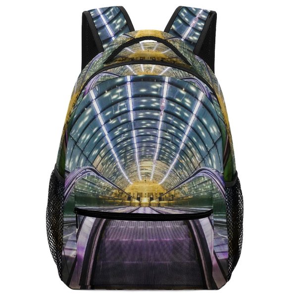 yanfind Children's Backpack  City Design Lights Empty Technology Colorful Items  Building Glass Urban Preschool Nursery Travel Bag