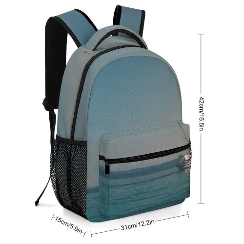 yanfind Children's Backpack Adventure Sail Boat Sailboat Sea Outdoors Seascape Watercraft Sailing Yacht Ocean Turquoise Preschool Nursery Travel Bag