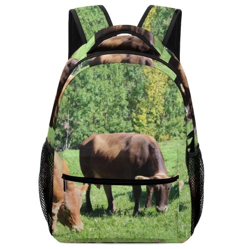 yanfind Children's Backpack Cattle Cow Field Grassland Outdoors Countryside Farm Rural Bull Meadow Pasture Ranch Preschool Nursery Travel Bag