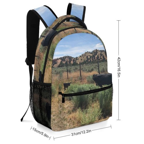 yanfind Children's Backpack Cattle Cow Field Grassland Outdoors Bull Countryside Farm Rural Pasture Meadow Ranch Preschool Nursery Travel Bag