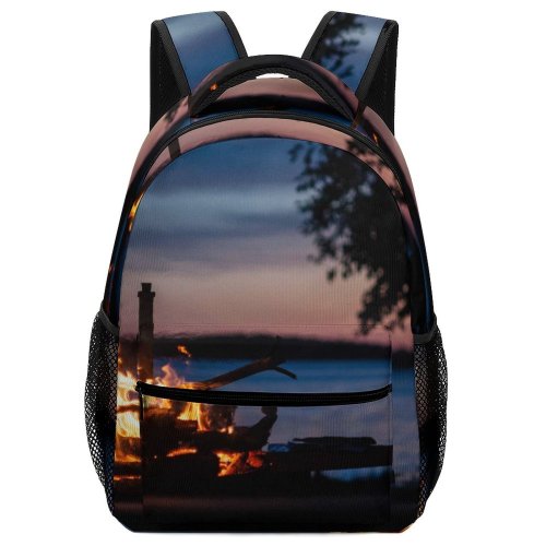 yanfind Children's Backpack Estonia Pictures Fire Firecamp Sunset Free Night Flame Järv Bonfire Lake Preschool Nursery Travel Bag