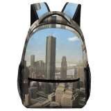 yanfind Children's Backpack City Imaginary Skyscrapers Model Facades Urban Cityscape Virtual Reality Futuristic Towers Construction Preschool Nursery Travel Bag