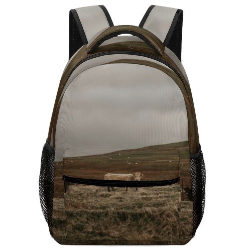 yanfind Children's Backpack Cow Cattle Outdoors Field Grassland Bull Countryside Plateau Farm Wilderness Wild Winter Preschool Nursery Travel Bag