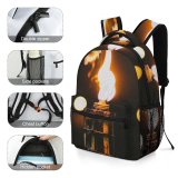 yanfind Children's Backpack Fire Bokeh Dark Torch Outdoors Flame Hot Lights Burning Preschool Nursery Travel Bag