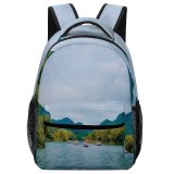 yanfind Children's Backpack Adventure Landscape Boat River Outdoors Scenic Lake Recreation Preschool Nursery Travel Bag