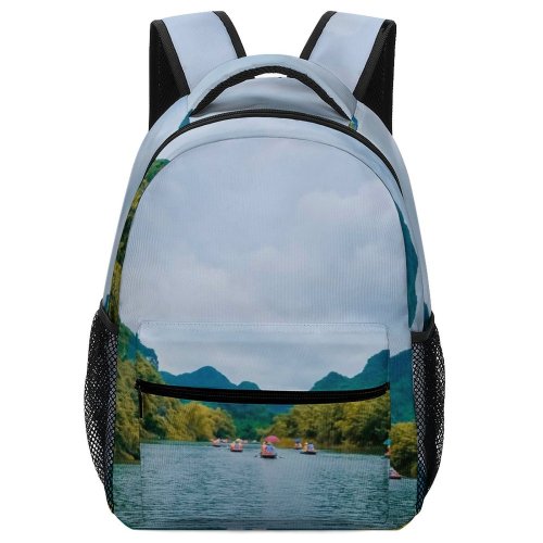 yanfind Children's Backpack Adventure Landscape Boat River Outdoors Scenic Lake Recreation Preschool Nursery Travel Bag