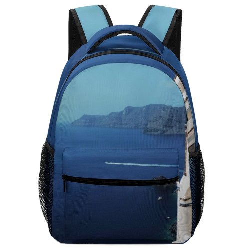 yanfind Children's Backpack Greece Building  Bell Architecture Santorini Mirror Dome Sea Travel Column Pillar Preschool Nursery Travel Bag