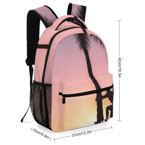 yanfind Children's Backpack Backlit Tree Sand Climbing Sunset Landscape Evening Island Beach  Sunrise Tropical Preschool Nursery Travel Bag