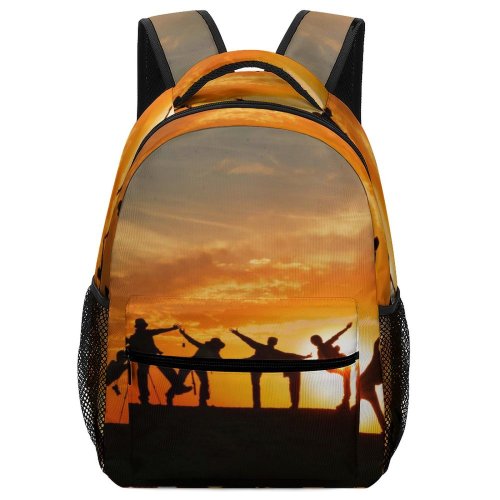 yanfind Children's Backpack Backlit Team Together Community Cameras Sunset Adventure Photoshoot Teamwork Travel Friendship Leisure Preschool Nursery Travel Bag