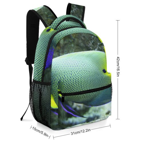 yanfind Children's Backpack Fish Angelfish Tropical Bulefaced Aquarium Sea Coral Fins Gills Vertebrate Pomacanthidae Preschool Nursery Travel Bag