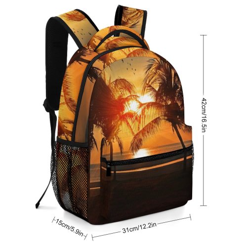 yanfind Children's Backpack Golden Coast Sand Vacation Coconut Palm Clouds Desktop Sunlight Sunset Landscape Evening Preschool Nursery Travel Bag