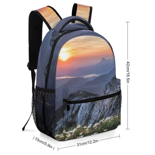yanfind Children's Backpack Beautiful Afterglow Flowers Scenery Clouds Sunset Landscape Mountains Sight  Peaceful Sunrise Preschool Nursery Travel Bag