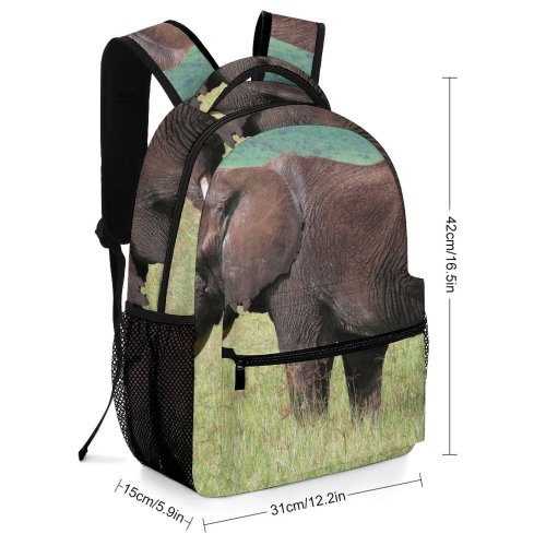 yanfind Children's Backpack Elephant Elephants Africa Tanzania Terrestrial Mammoths Vertebrate Wildlife Indian Grassland Tusk Preschool Nursery Travel Bag