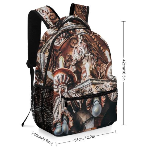 yanfind Children's Backpack Art Chandelier Design Decoration Shot Lights Architecture Ancient Gold Preschool Nursery Travel Bag