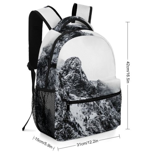 yanfind Children's Backpack Landscape Peak Wilderness Creative Rock Pictures Winter Cloud Outdoors Grey Snow Preschool Nursery Travel Bag