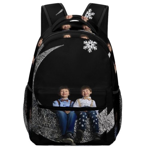 yanfind Children's Backpack Snowflakes Beautiful Design Photoshoot Brothers Children Kids Love Fashion Portrait Twins Preschool Nursery Travel Bag