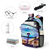 yanfind Children's Backpack Fair Park Carousel Entertainment City Dark Time Rides Illuminated Lights Lapse Preschool Nursery Travel Bag