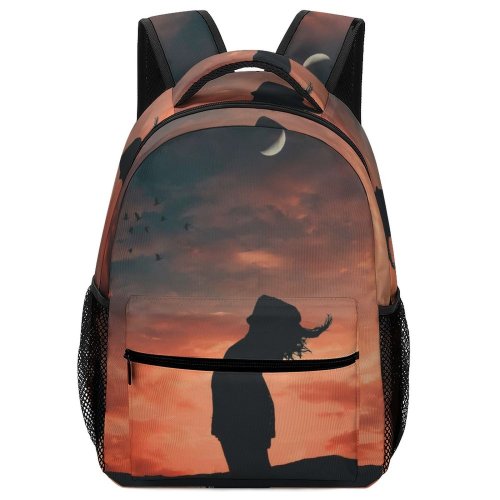 yanfind Children's Backpack Backlit  Afterglow Scenery Clouds Sunset Peaceful Sunrise Tranquil Silhouetted Outdoors Scenic Preschool Nursery Travel Bag