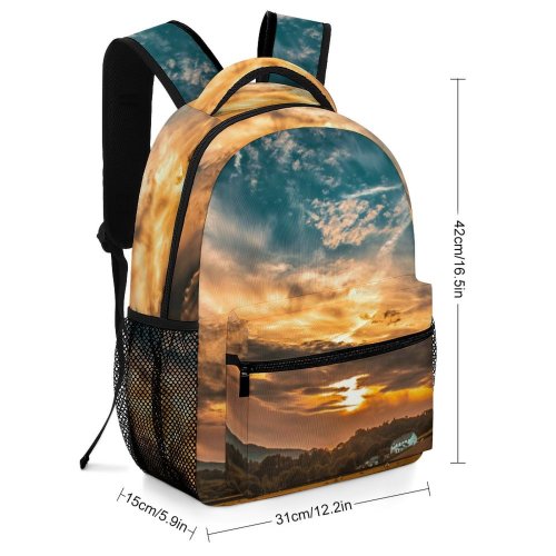 yanfind Children's Backpack Backlit Dark Clouds Sunset Landscape Daylight Evening Travel Storm Light  Outdoors Preschool Nursery Travel Bag