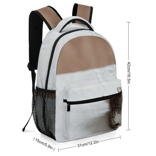 yanfind Children's Backpack Wood Winter Funny Cute Sleep Cat Young Little  Portrait Family Kitten Preschool Nursery Travel Bag