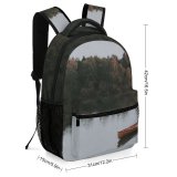 yanfind Children's Backpack Boat  Watercraft Woods Trees Lake Reflection Rowboat Preschool Nursery Travel Bag