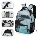 yanfind Children's Backpack Bay Docked Daylight Pier Marina Flag Nautical Transportation Outdoors Seashore Harbor Ship Preschool Nursery Travel Bag