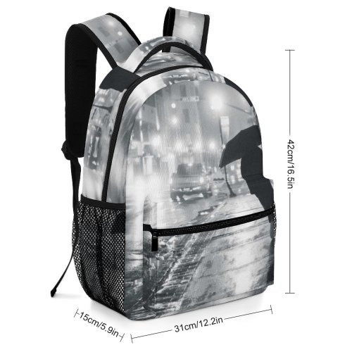 yanfind Children's Backpack Format Sidewalk Street City Dark Shiny Illuminate Lamp Pedestrian Downtown Unrecognizable Autumn Preschool Nursery Travel Bag