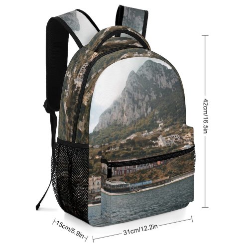 yanfind Children's Backpack Bay Coast Landscape Campania Daylight Destination Travel Beach Capri Watercrafts Boat Transportation Preschool Nursery Travel Bag