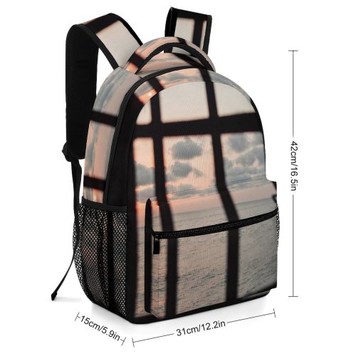 yanfind Children's Backpack Backlit Darkness Silhouette Window Dark Ocean Sea  Beach Architecture Sunset Preschool Nursery Travel Bag
