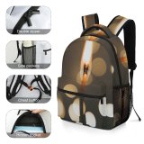 yanfind Children's Backpack  Lighted Shining Lights Burn Depth Fire Field Light Burning Flame Bokeh Preschool Nursery Travel Bag