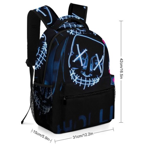 yanfind Children's Backpack Face Neon Art Expressionism Bokeh Evening Street Hoodie Conceptual Illuminated Lights Night Preschool Nursery Travel Bag