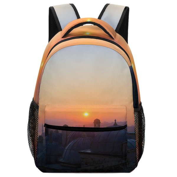 yanfind Children's Backpack Golden Silhouettes City Dark Religion Clouds Dome Sunset Landscape Evening Buildings Preschool Nursery Travel Bag