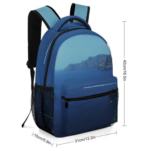 yanfind Children's Backpack Greece Building  Bell Architecture Santorini Mirror Dome Sea Travel Column Pillar Preschool Nursery Travel Bag