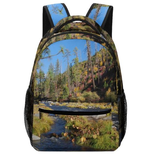 yanfind Children's Backpack Fall Autumn River Natural Landscape Wilderness Riparian Zone Tree Watercourse Preschool Nursery Travel Bag