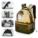yanfind Children's Backpack Landscape Rural Sunrise Sunlight Countryside Plant Farm Pictures Grassland Outdoors Tree Preschool Nursery Travel Bag