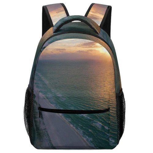 yanfind Children's Backpack Coast Beach Gulf   United States Sunrise Sunset Drone Aerial Coastal Preschool Nursery Travel Bag