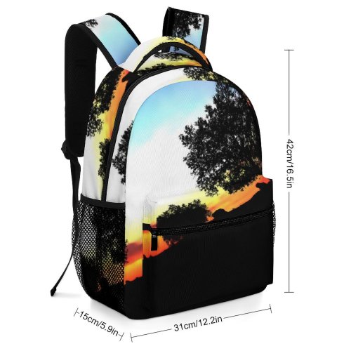 yanfind Children's Backpack Field Tree Sky Landscape Clouds Sunset Bushes Natural Horizon Cloud Evening Morning Preschool Nursery Travel Bag