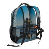 yanfind Children's Backpack Bay Daylight Boat Mountains Sky Transportation Sea Fishermen Watercraft System Fishing Ocean Preschool Nursery Travel Bag